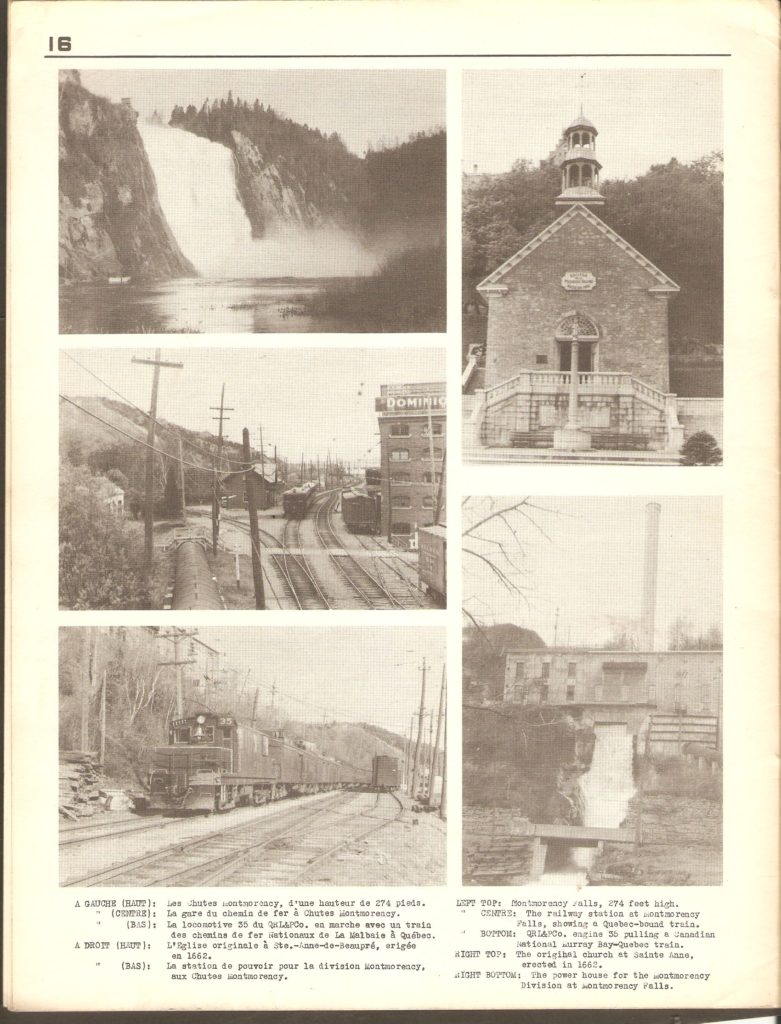 Brochure Chemin de fer de la bonne sainte Anne, publiée vers 1960 par Omer S.A. Lavallée. Il s'agissait d'une publication bilingue qui, selon le résumé de la couverture, présentait une «histoire illustrée des soixante-dix années de service ferroviaire sur la Côte de Beaupré» (de 1889 à 1959).