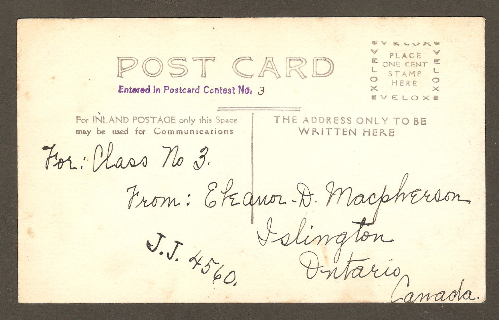 Endos de carte postale : ours polaire au zoo Holt Renfrew, sur le site de la chute Montmorency. Mme Eleanor D. Macpherson, de Islington, Ontario, l'a présentée à un concours de cartes postales .
