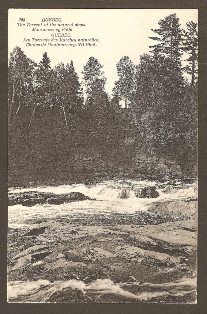 Carte postale Neurdein ND 203: Québec - Les Torrents des Marches naturelles, Chutes de Montmorency. Une section agitée de la rivière Montmorency, à la hauteur des marches naturelles.