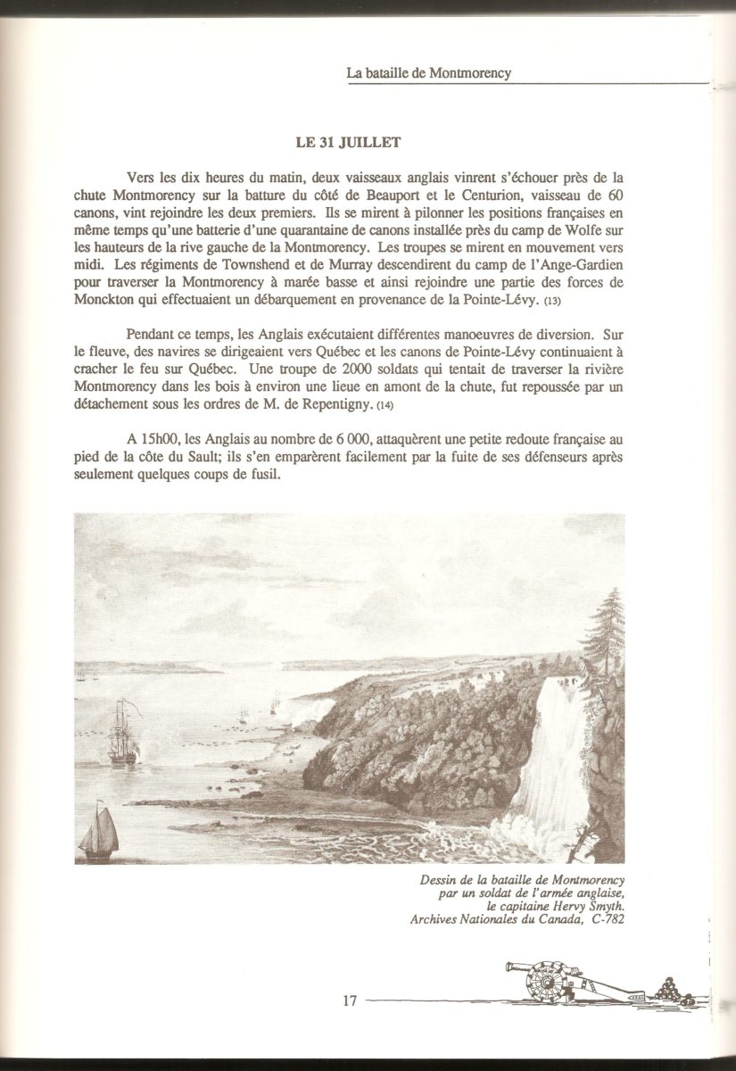 La bataille de Montmorency, mentionnée dans le livre La vie au Bas du Sault Montmorency, Paroisse St-Grégoire 1890-1990.