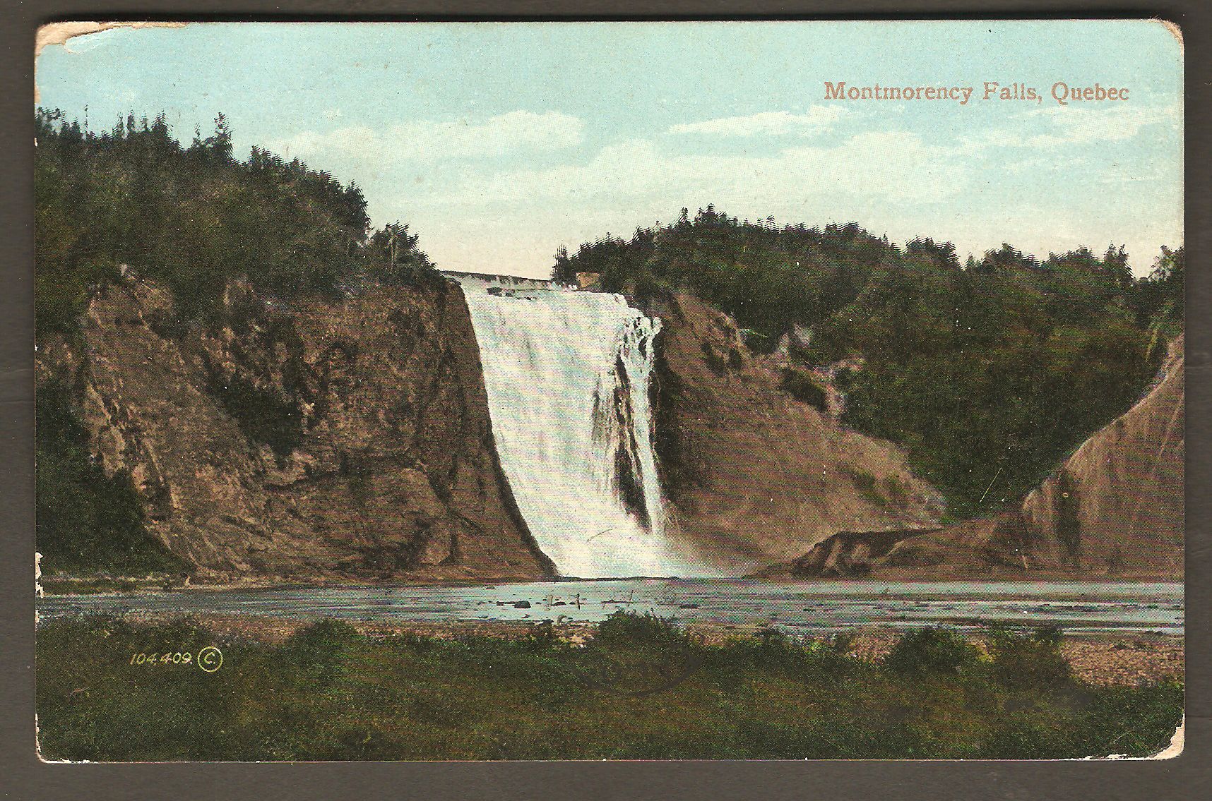 Carte avec cachet du 31 juillet 1909, de Montmorency Falls.