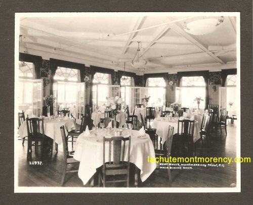 La salle à manger principale de l'hôtel Kent House, à la chute Montmorency.